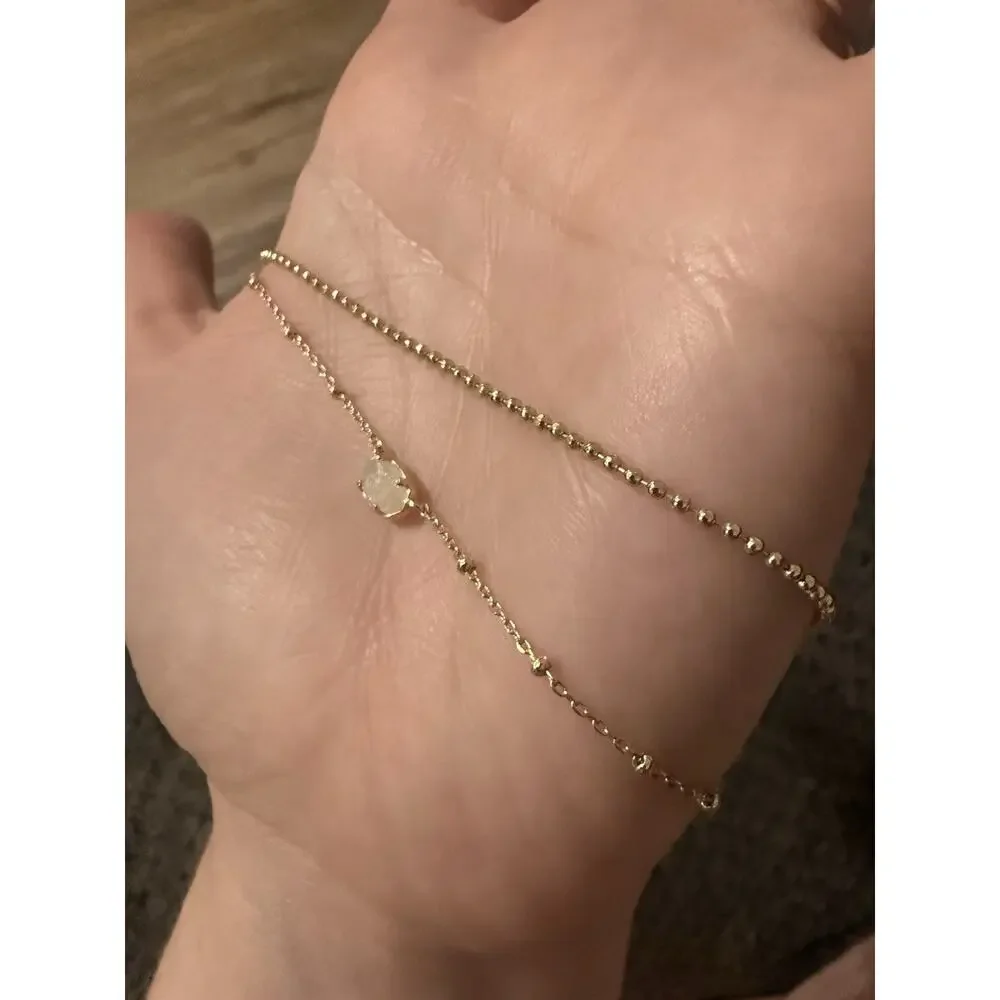 Kendra Scott Emilie Gold Multi Strand Necklace Iridescent Drusy Dainty Layered